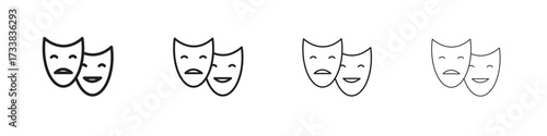Theater masks icon collection. Line vector sign, symbol for web and mobile