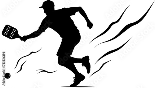 Pickleball Player Hitting Ball Silhouette Graphics