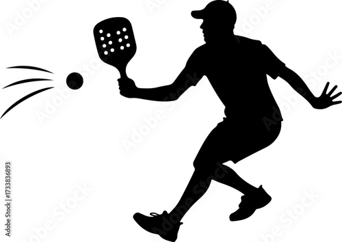 Pickleball Player Hitting Ball Silhouette Graphics