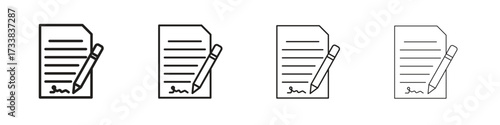 signature file icon collection. Line vector sign, symbol for web and mobile
