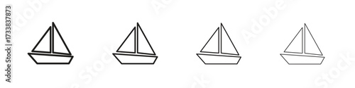 Sailboat icon collection. Line vector sign, symbol for web and mobile
