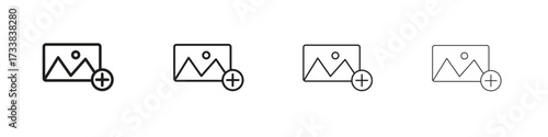 Add image icon collection. Line vector sign, symbol for web and mobile