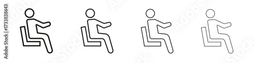 Person seat icon collection. Line vector sign, symbol for web and mobile