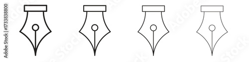 Pen nib icon collection. Line vector sign, symbol for web and mobile