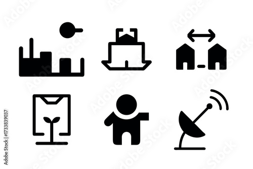 Vector black silhouettes set of gardening icons and tools