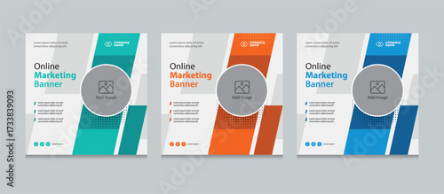 Set of creative web banner design template. Suitable for social media post, instagram story post and web marketing ads. vector illustration for editable with Space to add pictures.
