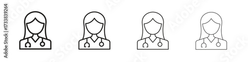 Nurse icon collection. Line vector sign, symbol for web and mobile