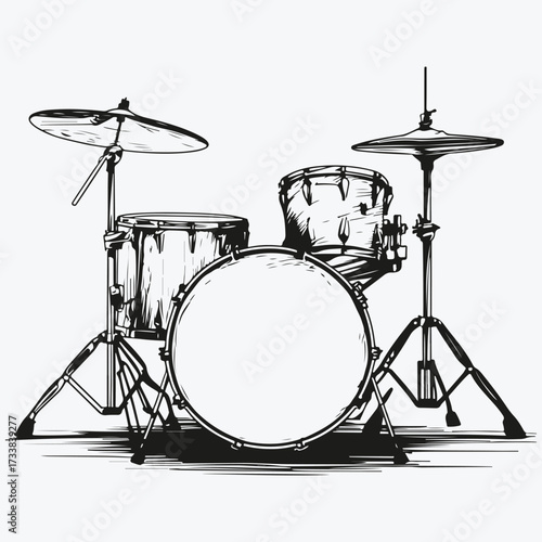 Drums music instrument sketch illustration vector