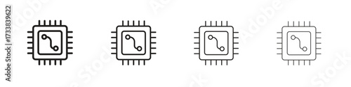 Microchip icon collection. Line vector sign, symbol for web and mobile