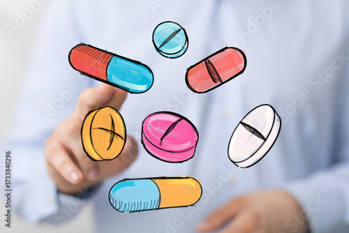 Doctor's hand displays vari...