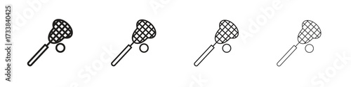 Lacrosse stick ball icon collection. Line vector sign, symbol for web and mobile