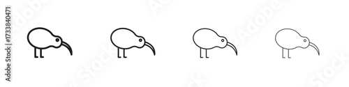 Kiwi bird icon collection. Line vector sign, symbol for web and mobile