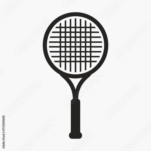 Tennis racket silhouette in minimalist design on white background