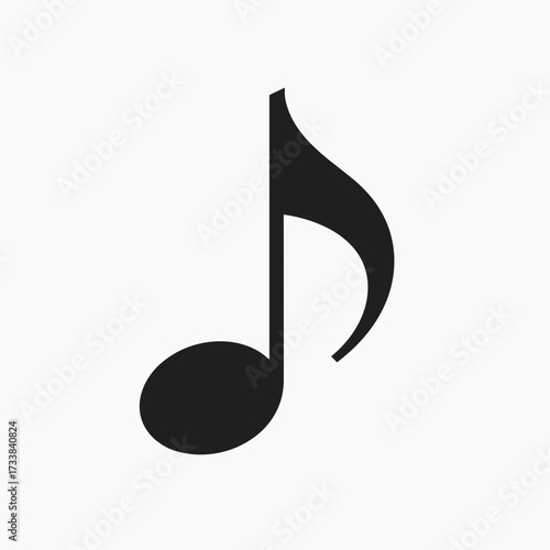 Isolated musical note in simple style against plain backdrop. Isolated musical note, simple and clear, creates minimalist visual, suitable for many creative projects.