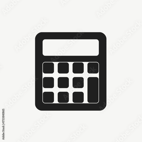 Simple calculator icon on light background, featuring arithmetic operations and clear display for basic calculations. Isolated symbol stands for financial calculations,