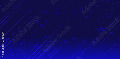Striking blue gradient background features diagonally-aligned stripes and dotted circles, creating a modern and visually engaging abstract design ideal for tech or creative projects