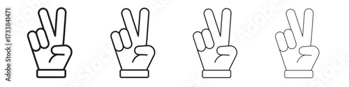 Hand peace icon collection. Line vector sign, symbol for web and mobile
