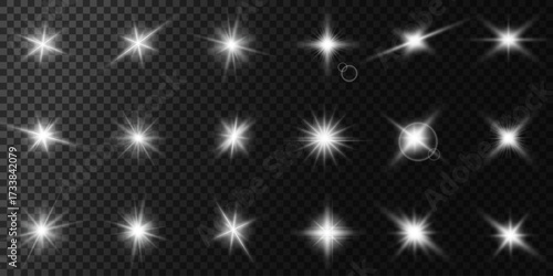 Lens Flare, light glow effect. sun or realistic shining star with backlight effect.
bokeh glitter and sparkles or sparkles on transparent background.
