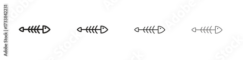 Fish bones icon collection. Line vector sign, symbol for web and mobile