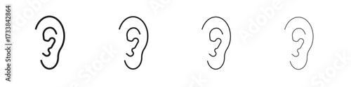 Ear icon collection. Line vector sign, symbol for web and mobile