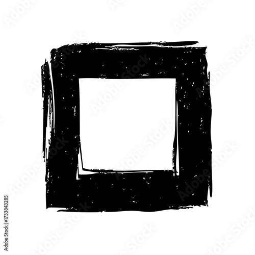 Foto A heavy black square frame with rough brush texture and distressed details for b