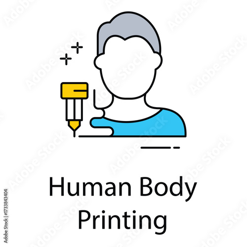 Human Body Printing Illustration for Future Healthcare 3D Bioprinting and Regenerative Medicine