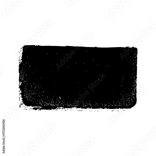 A solid black rectangle with rough, grunge sides, designed for powerful visual emphasis