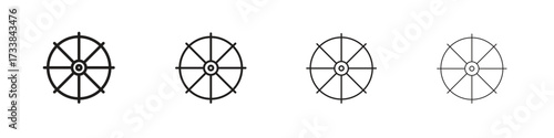 Dharmachakra icon collection. Line vector sign, symbol for web and mobile