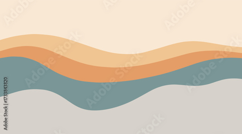 Abstract background featuring flowing waves in soft earth tones like beige, orange, and blue, creating a calming and modern visual texture perfect for web design or presentation backdrops