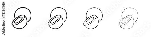 Coconut icon collection. Line vector sign, symbol for web and mobile