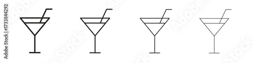 Citrus Martini glass icon collection. Line vector sign, symbol for web and mobile