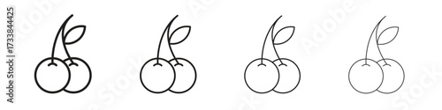 Cherry icon collection. Line vector sign, symbol for web and mobile