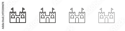 Castle icon collection. Line vector sign, symbol for web and mobile