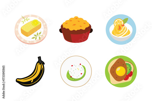 Delicious food and fruit assortment on plates