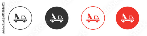 Tow truck icon solid pictogram. Vector isolated illustration