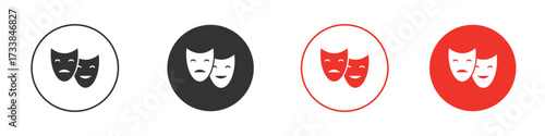 Theater masks icon solid pictogram. Vector isolated illustration