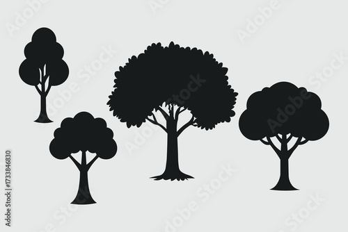 Elegant tree silhouettes symbolizing sustainable growth and balance