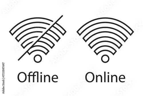 Online offline wifi icon vector. On off internet network concept