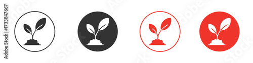 Seedling icon solid pictogram. Vector isolated illustration
