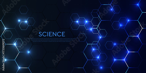 Futuristic hexagon blue pattern on an abstract background. Vector banner design for medical, science, and digital technology.