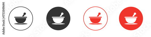Mortar pestle icon solid pictogram. Vector isolated illustration
