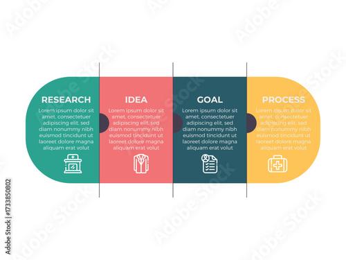 Business process infographic template. Thin line design with numbers 4 options or steps. Vector illustration graphic design