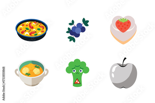 Whimsical food illustrations fruits vegetables desserts