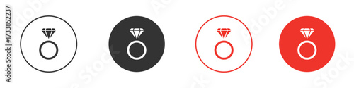 Diamond ring icon solid pictogram. Vector isolated illustration
