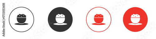 Bowl rice icon solid pictogram. Vector isolated illustration