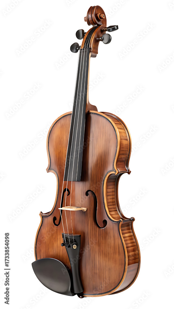 Obraz premium Elegant Violin Close Up Professional Studio Shot with Warm Brown Wood Tones Instrument of Music