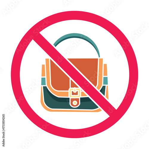 No bag sign, forbidden sign with bag icon, prohibited bag sign, vector illustration