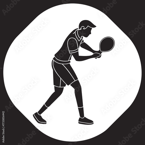 Black silhouette of a man playing tennis player sport