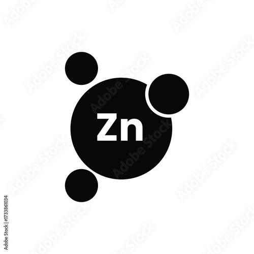 zinc oxide chemical formula icon black white. vector illustration 