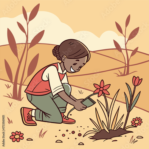 girl with flowers